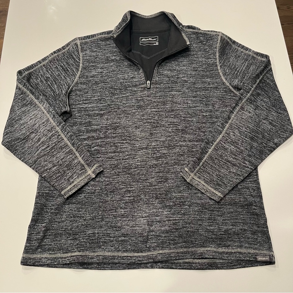 Eddie Bauer Men’s Quarter Zip Pullover – XL – Heather Gray
